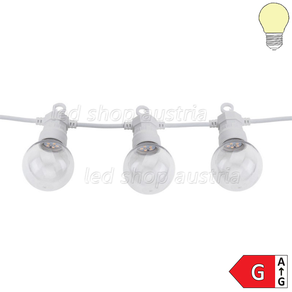 Lichterkette weiß inkl. LED Birnen 10Stk. 8 Meter IP65 warmweiß