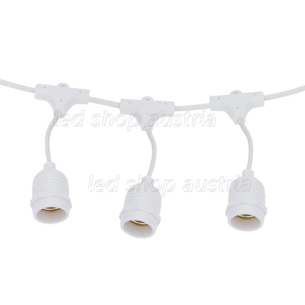 Lichterkette weiß mit E27 Fassung 15 Stk. 14 Meter IP65