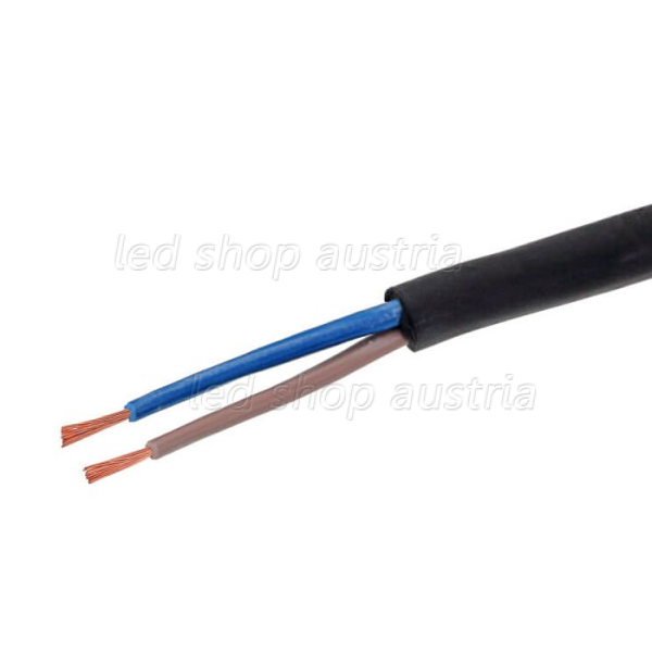 Gummileitung H05RR-F 2x1,5mm² schwarz isoliert 1m