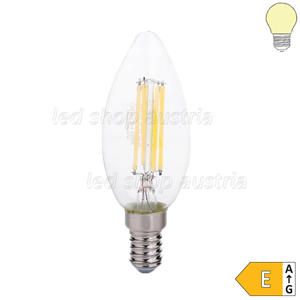 E14 LED Glühfaden Kerze 730 Lumen 6W warmweiß
