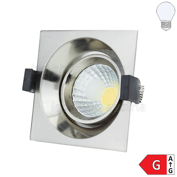 8W LED Downlight quadratisch schwenkbar inkl. Trafo Edelstahl kaltweiß