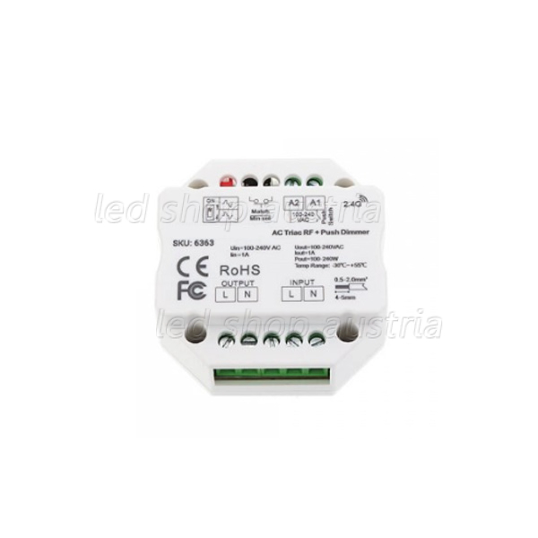 LED S1-B Triac Push- Dimmaktor/RF Controller 100-240V/AC 1A 1Kanal