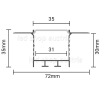 LED Profil Typ Oh eloxiert schwarz mit opaler Abd. Trockenbau SET 2m