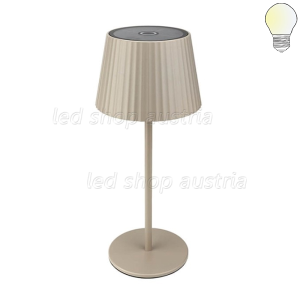 2.5W Solar Akku Tischleuchte wiederaufladbar dimmbar IP54 beige CCT