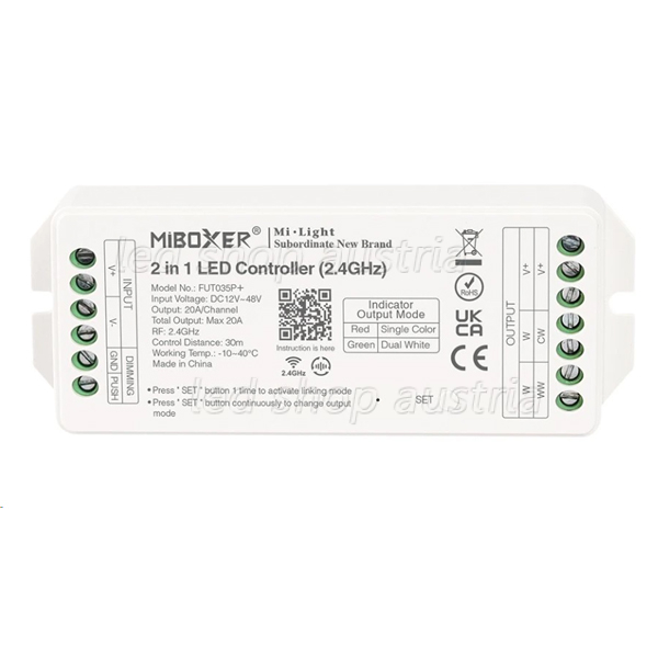 WIFI LED 2 in 1 20A 12-48V Receiver/Dimmer/Push Dimmer (Pilot)