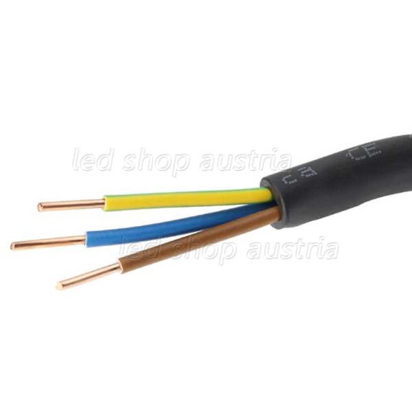 Erdkabel schwarz isoliert E-YY-J-3x2,5mm² 1m