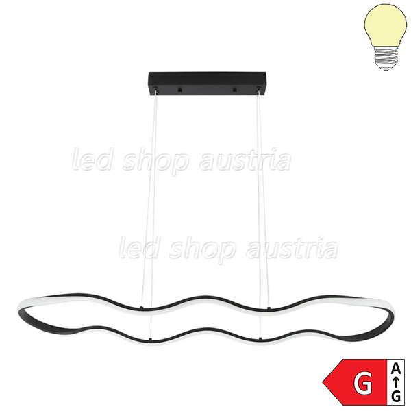 24W LED Pendelleuchte warmweiß schwarz oval